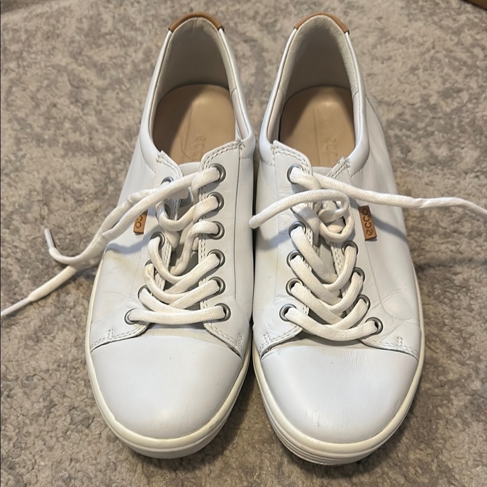 Women's Ecco White Leather Sneakers